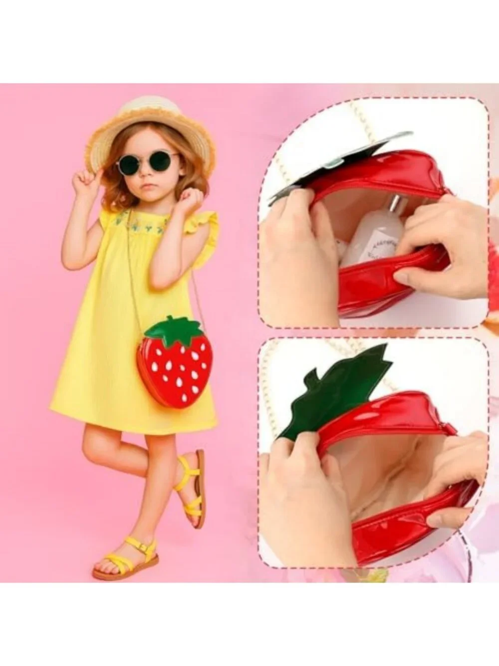 12 Pcs Strawberry Crossbody Bag Set - Cute PU Phone Wallets for Girls' Parties